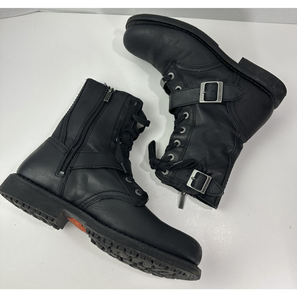 Harley Davidson Ranger 8” Black Leather Zip Lace Buckle Motorcycle Boot Mens 9 M - Picture 9 of 16